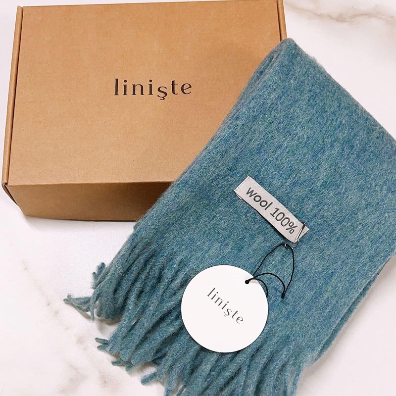 linişte 100% Wool Scarf - Men and Women Winter Warm Soft Luxurious Solid Colors Gift Box - Image 2